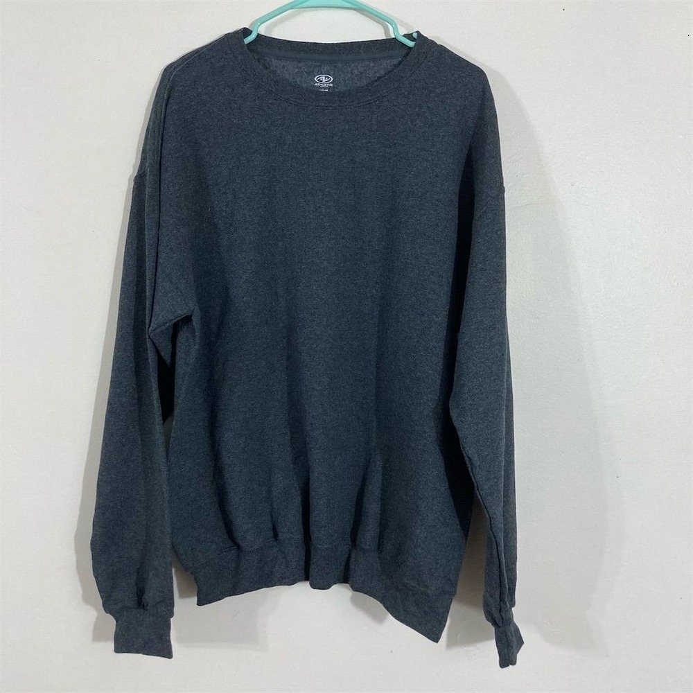 Athletic Works Sweatshirt‎ Mens L Gray Crewneck Fleece Pullover Long Sleeve